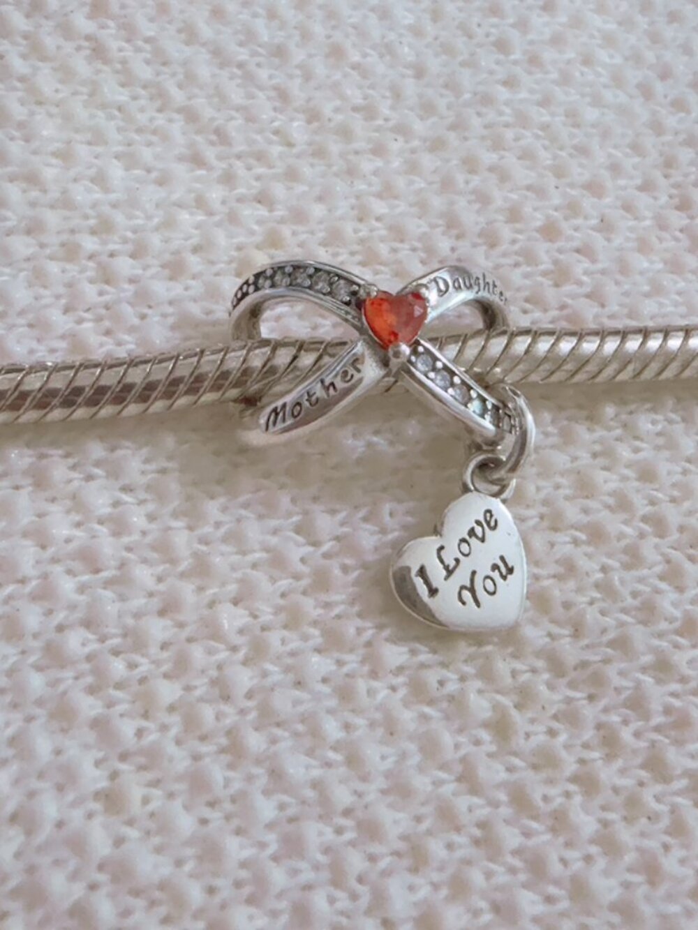 Mother and Daughter Infinity Heart Charm Fit Pandora Bracelet Necklace